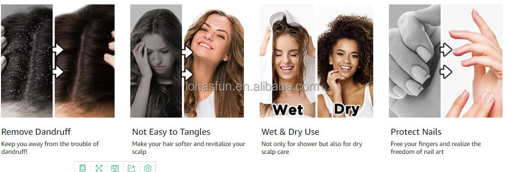 Customize Logo Anti Static Hair Massage Scalp Brush Shampoo Washing Comb Silicone Massager